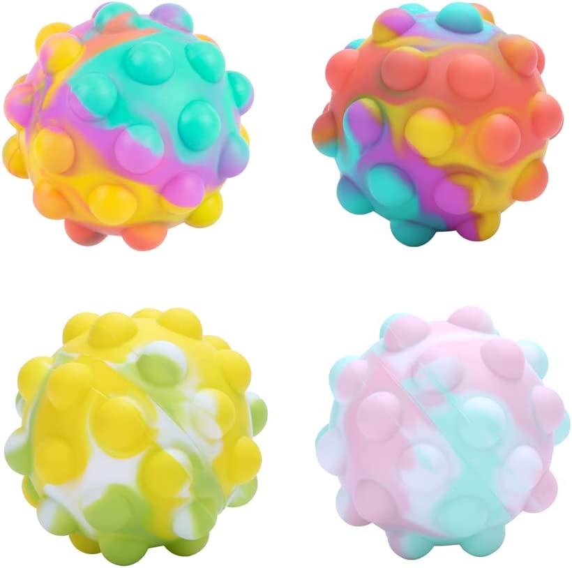 Photo 1 of (4 PACK) OAPYH 4 Pcs Pop it Ball Fidget Toy, , Pop Stress Ball,3D Silicone Push Bubble Stress Balls, Anxiety Sensory Fidget Ball Toy for Kids and Adults
