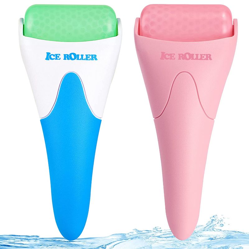 Photo 1 of 2 Pack Ice Rollers for Face, Eyes and Whole Body Relief, Face Roller Skin Care Tool for Migraine Relief and Blood Circulation (Green+Pink)
