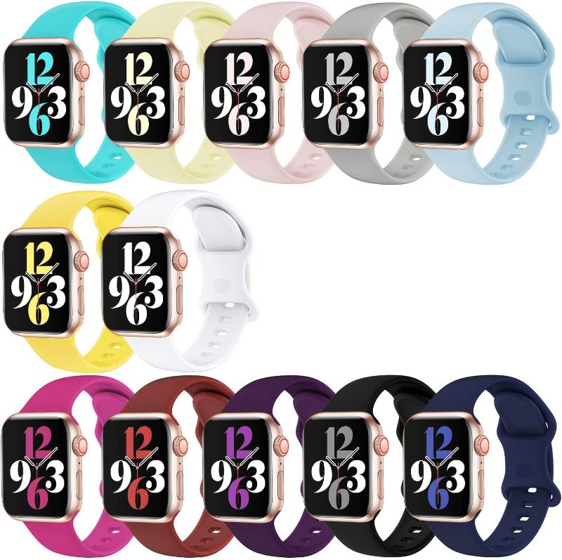 Photo 1 of [12 PACK] Watch Bands Compatible with Apple Watch Bands 38mm 40mm 41mm Women Men, Bravely klimbing Soft Silicone Sport Strap Replacement Wristbands Compatible with iWatch Series 8 7 6 5 4 3 2 1 SE Ultra
