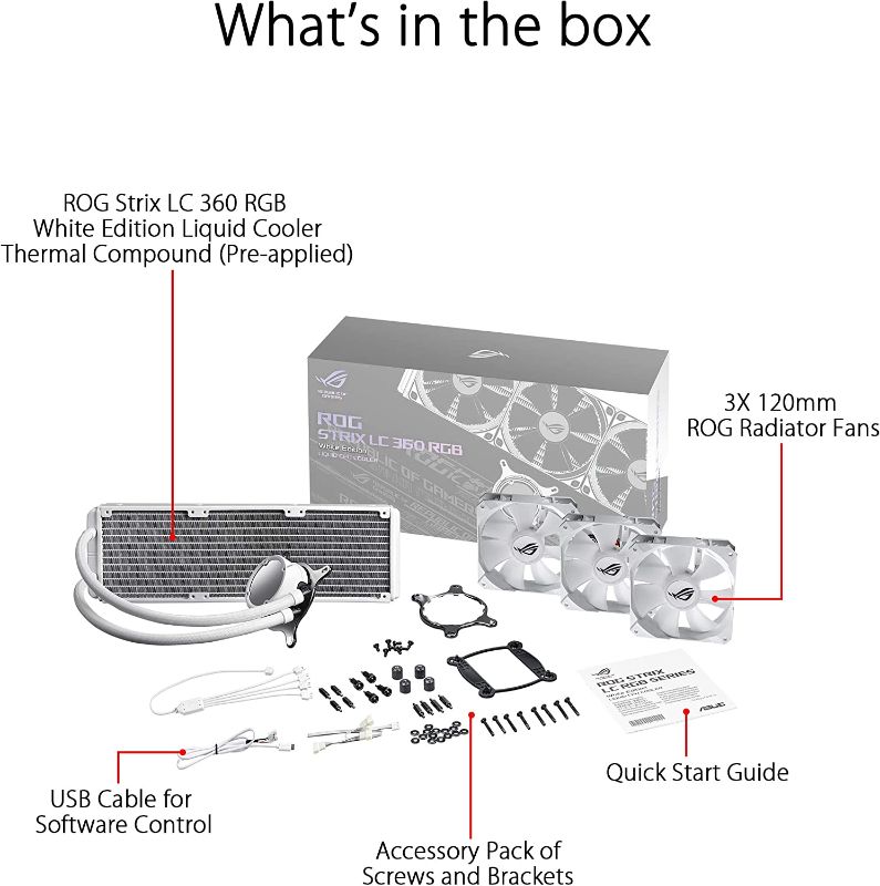 Photo 1 of ASUS ROG Strix LC 360 RGB White Edition All-in-one Liquid CPU Cooler with Aura Sync RGB, and Triple ROG