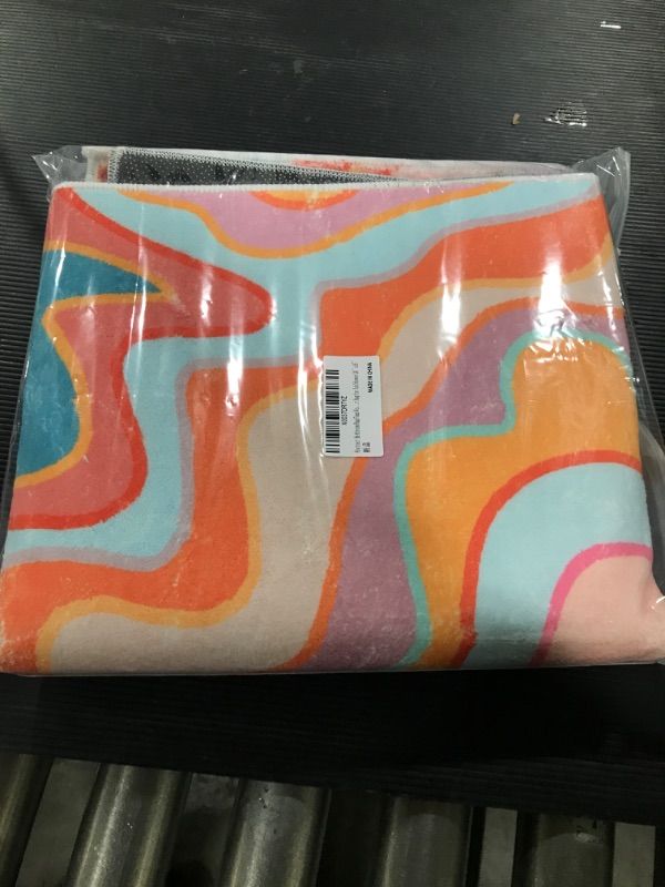Photo 1 of Abstract Rainbow Bathroom Rug 2x3 Faux Wool Area Rug Soft Non-Slip Bath Rugs Modern Geometric Bath Mat Cute Bathroom Rugs Machine Washable Floor Mat Carpet for Bedroom Bathroom Sink