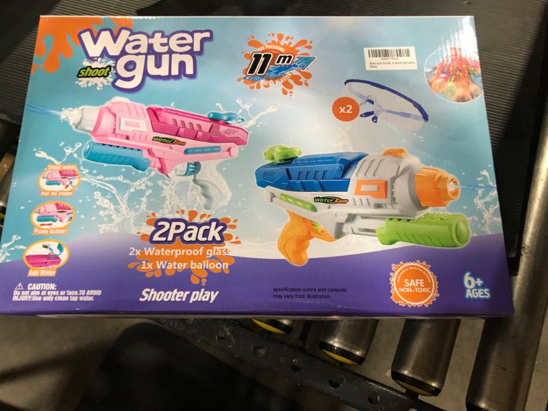 Photo 2 of 2 Pack Water Guns for Kids Adults - 1200CC Squirt Gun Super Water Blaster Soaker Long Range 36 Ft Summer Swimming Pool Party Beach Outdoor Water Fighting Toy Gift with 37 PCS Quick Fill Water Balloons