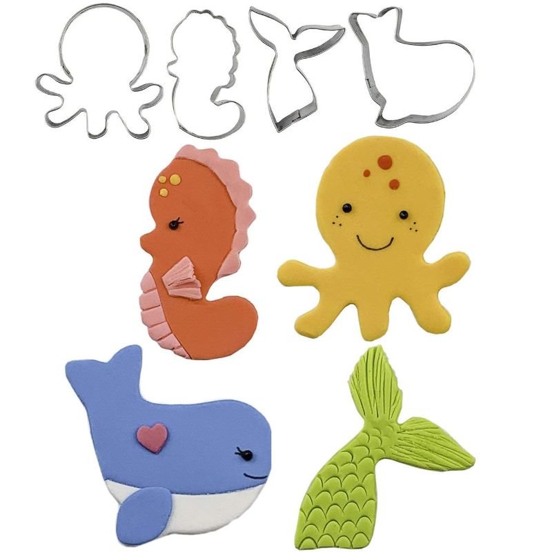 Photo 1 of Autumn Carpenter Sea Friends Cutie Cupcake Cutter Set - Includes a Whale, Octopus, Mermaid Tail, and Seahorse PACK OF 2