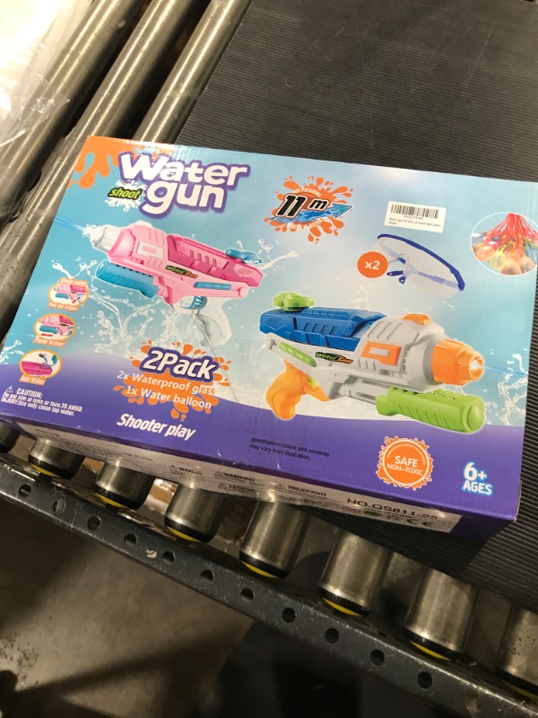 Photo 2 of 2 Pack Water Guns for Kids Adults - 1200CC Squirt Gun Super Water Blaster Soaker Long Range 36 Ft Summer Swimming Pool Party Beach Outdoor Water Fighting Toy Gift with 37 PCS Quick Fill Water Balloons