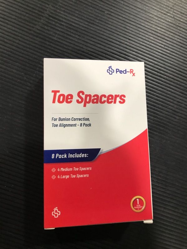 Photo 2 of [8 Pack ] Ped-Rx Silicone Gel Toe Separators Spacers - to Correct Bunions, Hallux Valgus, Straighten Overlapping Toes, Realign Crooked Toes, Hammer Toe (4 Bigger, 4 Smaller)