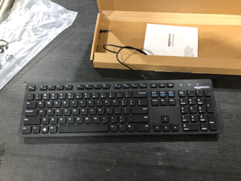 Photo 2 of Amazon Basics Low-Profile Wired USB Keyboard with US Layout (QWERTY), Matte Black