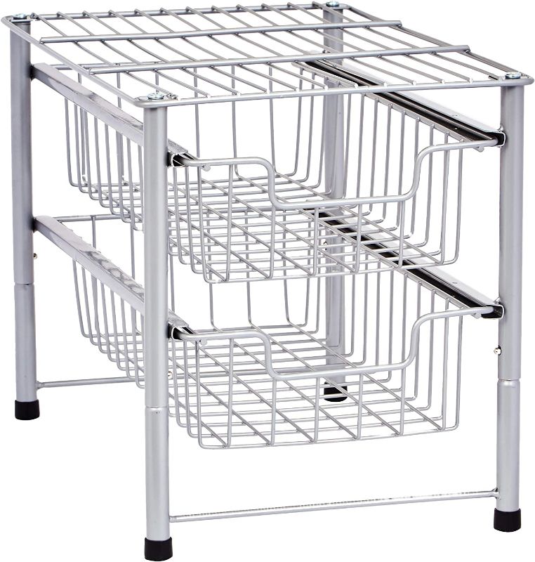 Photo 1 of Amazon Basics 2-Tier Sliding Drawers Basket Storage Organizer, WHITE
