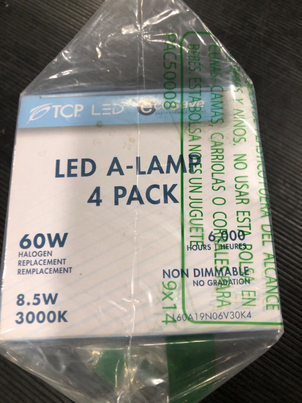 Photo 3 of TCP Eco$ave LED 60 Watt Equivalent | 4 Pack | Soft White (3000K) Shatter Resistent | 730 Lumens | 6,000 Hour | Non-Dimmable Light Bulbs 4 Count (Pack of 1) Soft White