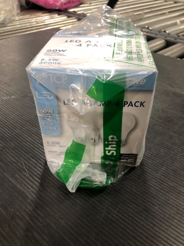 Photo 1 of TCP Eco$ave LED 60 Watt Equivalent | 4 Pack | Soft White (3000K) Shatter Resistent | 730 Lumens | 6,000 Hour | Non-Dimmable Light Bulbs 4 Count (Pack of 1) Soft White