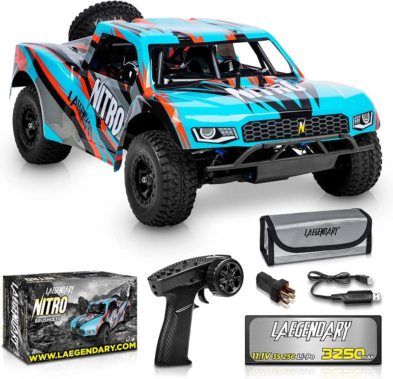 Photo 1 of ***PARTS ONLY*** LAEGENDARY RC Cars - 4x4 Nitro Offroad Short Course RC Truck for Adults and Kids - Fast Speed, Waterproof, Electric, Hobby Grade Car - 1:8 Scale, Brushless, Blue