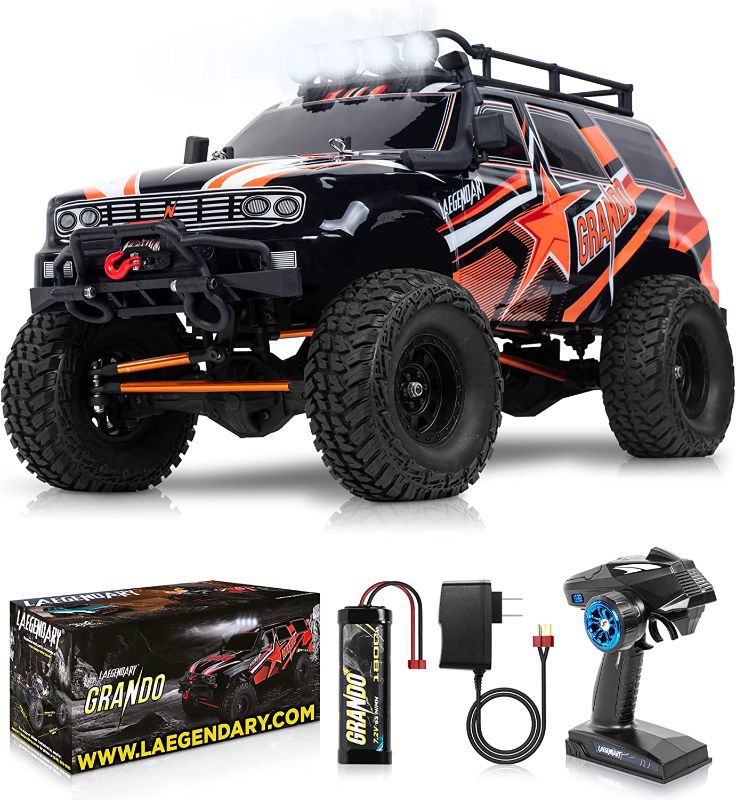 Photo 1 of LAEGENDARY RC Crawler - 4x4 Offroad Crawler Remote Control Truck for Adults - RC Car, RC Rock Crawler, Fast Speed, Electric, Hobby Grade Car - 1:10 Scale, Brushed, Red - Orange