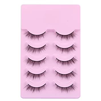 Photo 1 of 2 pack of Pooplunch False Eyelashes Manga Cat Eye Lashes Wispy Natural Eyelash Short Thin Faux Mink Lashes 5 Pairs Pack
