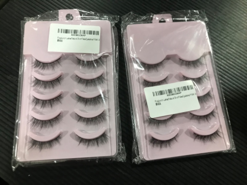 Photo 2 of 2 pack of Pooplunch False Eyelashes Manga Cat Eye Lashes Wispy Natural Eyelash Short Thin Faux Mink Lashes 5 Pairs Pack
