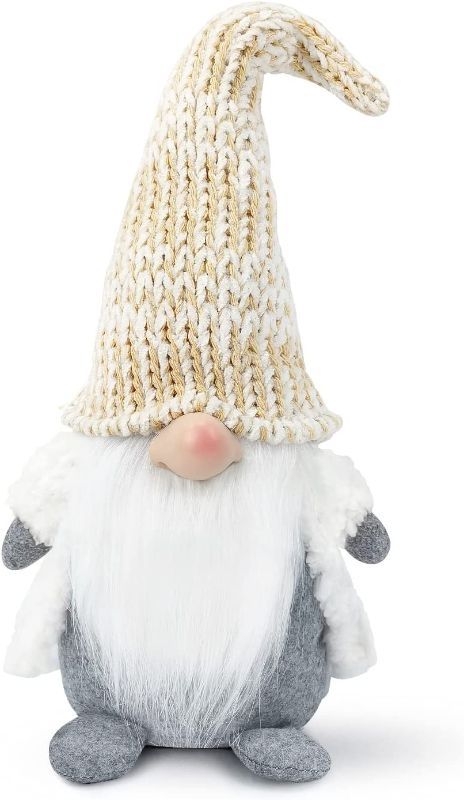 Photo 1 of 2PK 13.5 Inch Christmas Gnome Plush Decorations, Holiday Handmade Scandinavian Tomte - Thanks Giving Day Home Tabletop White