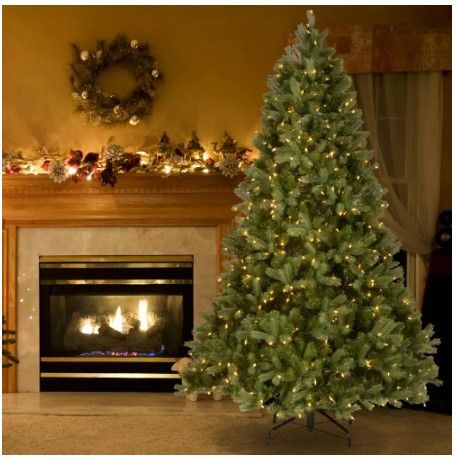 Photo 1 of 6-1/2 ft. Feel Real Downswept Douglas Fir Hinged Artificial Christmas Tree with 650 Clear Lights
