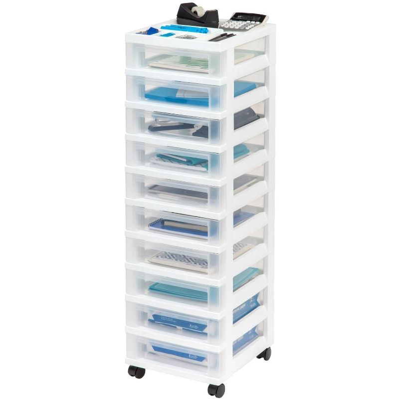 Photo 1 of IRIS 10 Drawer Storage Cart, White (585651) | Quill
