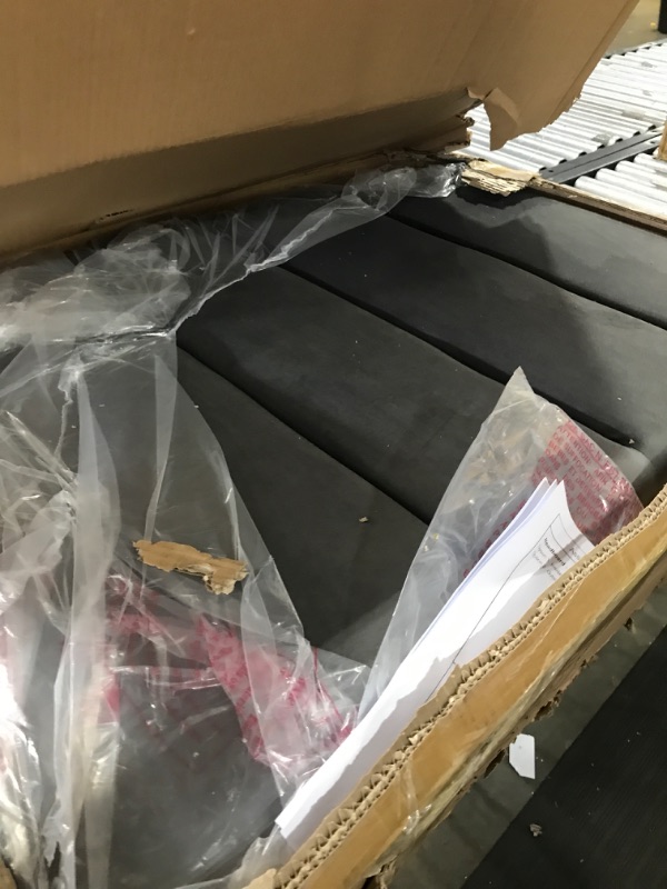 Photo 1 of 24KF Velvet Upholstered Tufted King headboard with Vertical Channel Design King/California King headboard-Dark Gray
