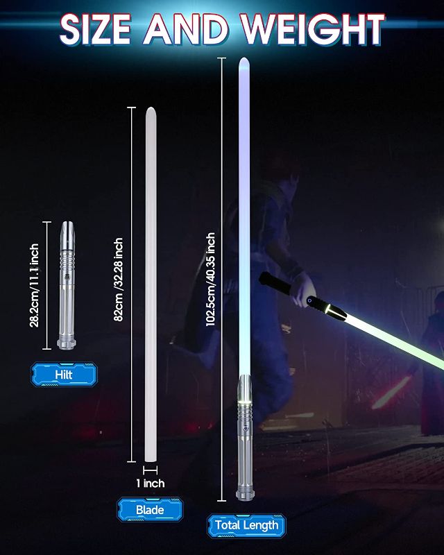 Photo 6 of Dueling Lightsaber, Smooth Swing Lightsabers,10 Sound Fonts ,RGB 12 Colors Changeable, Metal Hilt Light Sabers Sword for Adults ,Halloween Cosplay, Birthday Xmas Party Gift, Grey 