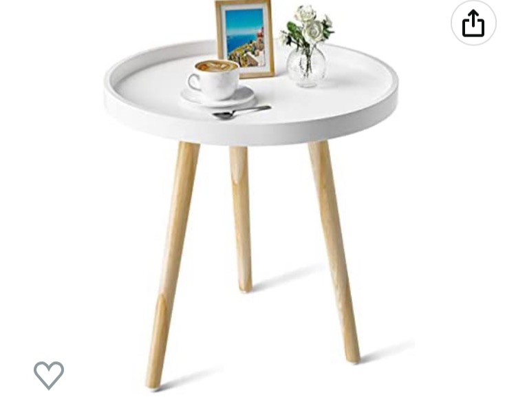 Photo 1 of Side Table, OTTOLIVES White End Table, Small Sofa End Table Indoor Accent Table for Small Spaces, Living Room, Bedroom, Balcony, Easy Assembly Decor Bedside Table with Wood Legs (Wood)