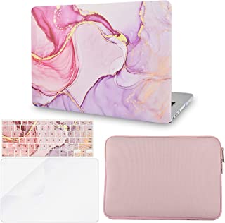 Photo 1 of GIOAWA Compatible with MacBook Pro 14 inch Case Cover 2022,2021, M1 Pro/Max A2442 with Touch ID Plastic Hard Shell + Slim Sleeve + Keyboard Cover + Screen Protector (Rose Lavender Marble)
