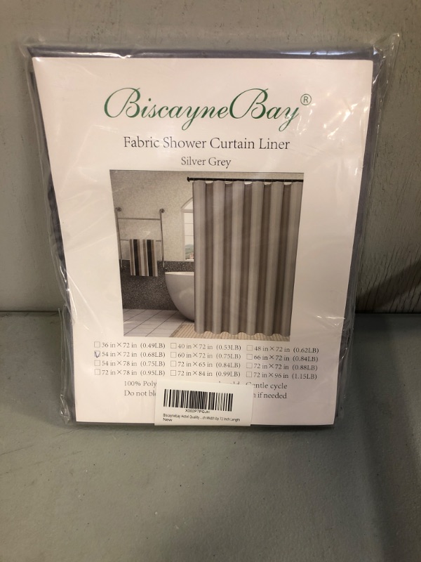 Photo 3 of Biscaynebay Fabric Shower Curtain Liners, Silver Grey 54 Inch Width by 72 Inch Length, Water Resistant Bathroom Curtains, Rust Resistant Grommets (9 Holes) Weighted Bottom Machine Washable