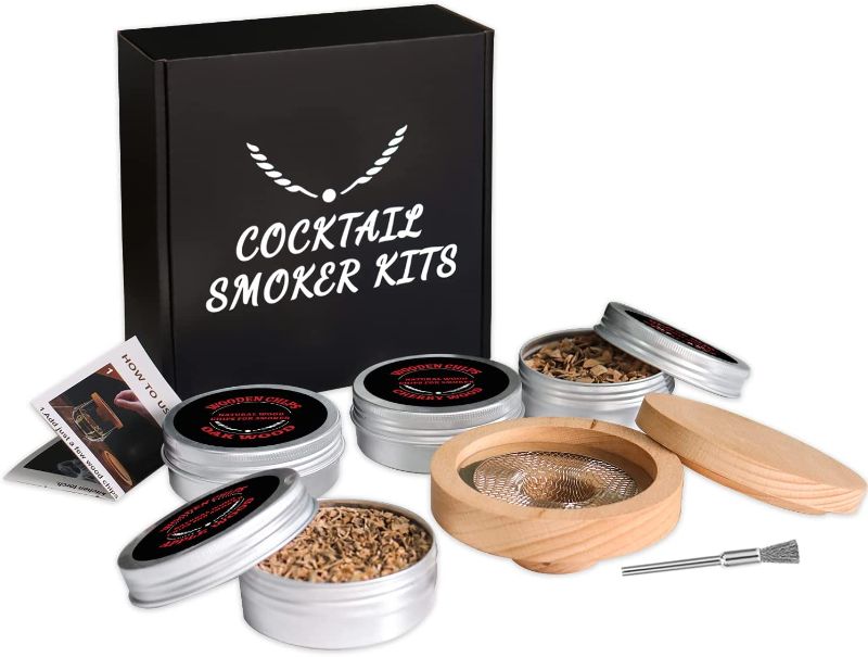 Photo 1 of Cocktail Smoker Kit, Whiskey Bourbon Drink Smoker with 4 Flavors Wood Chips, Old Fashioned Chimney Drink Smoker Kit for Infuse Whiskey for Whiskey, Gift for Whiskey Lovers, Dad, Husband, Men