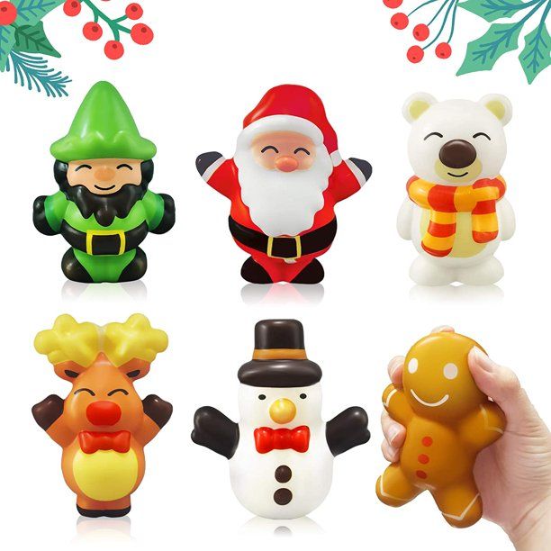 Photo 1 of heytech 6 Pieces, Squishies Toys for Christmas Slow Rising, Christmas Pack: Santa, Reindeer, Snowman, Polar Bear, Gingerbread Man, St. Patrick, Party Favor for Kid