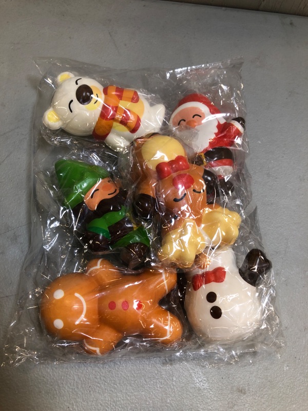 Photo 2 of heytech 6 Pieces, Squishies Toys for Christmas Slow Rising, Christmas Pack: Santa, Reindeer, Snowman, Polar Bear, Gingerbread Man, St. Patrick, Party Favor for Kid