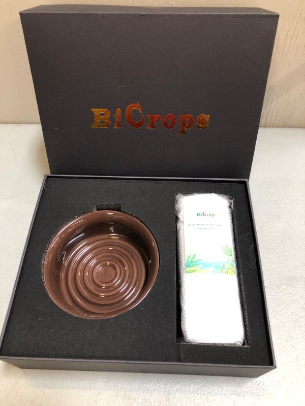 Photo 3 of Bicrops Ceramic Shaving Soap Bowl For Men, Non-slip Handle, Wide Mouth, Large Capacity, Easier to Lather-Brown