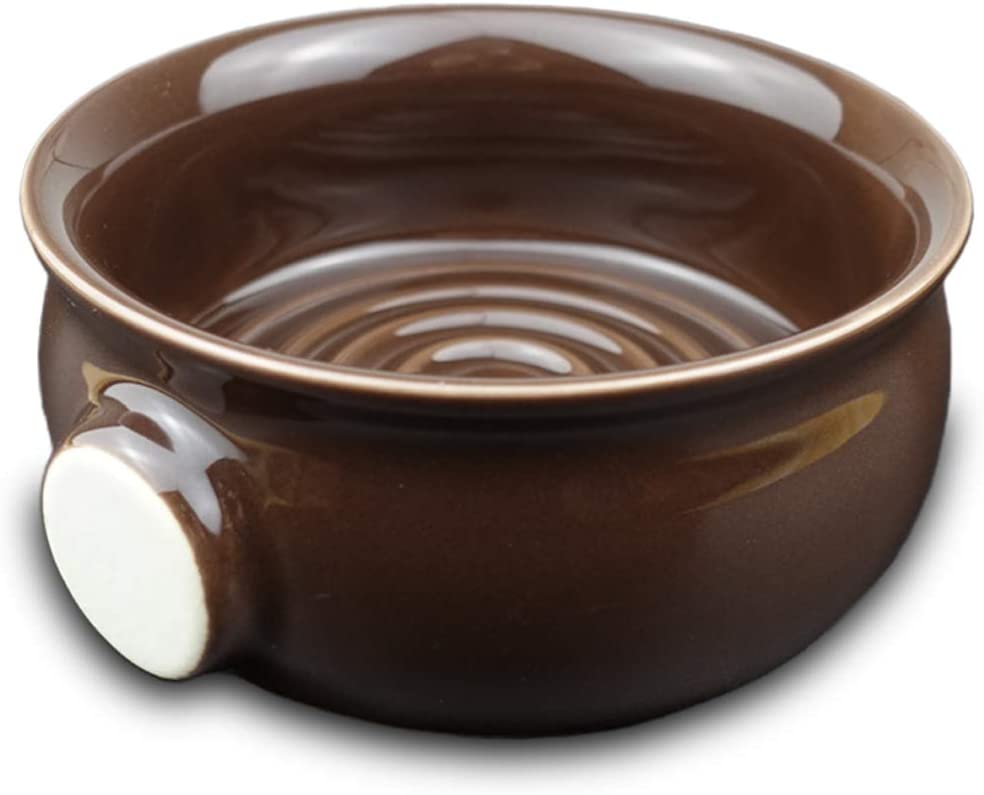 Photo 1 of Bicrops Ceramic Shaving Soap Bowl For Men, Non-slip Handle, Wide Mouth, Large Capacity, Easier to Lather-Brown