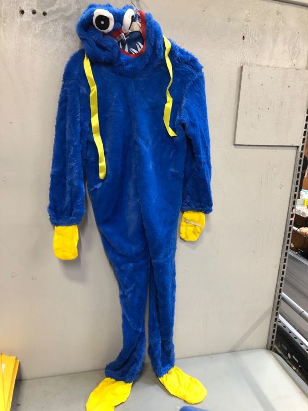 Photo 2 of LIOKOON BLUE HUG MONSTER KIDS COSTUME / ONESIE. Poppy Playtime Huggy Wuggys Plush Kids Cosplay Costume Halloween Cartoon Jumpsuit. SIZE : 6- 8 YEARS