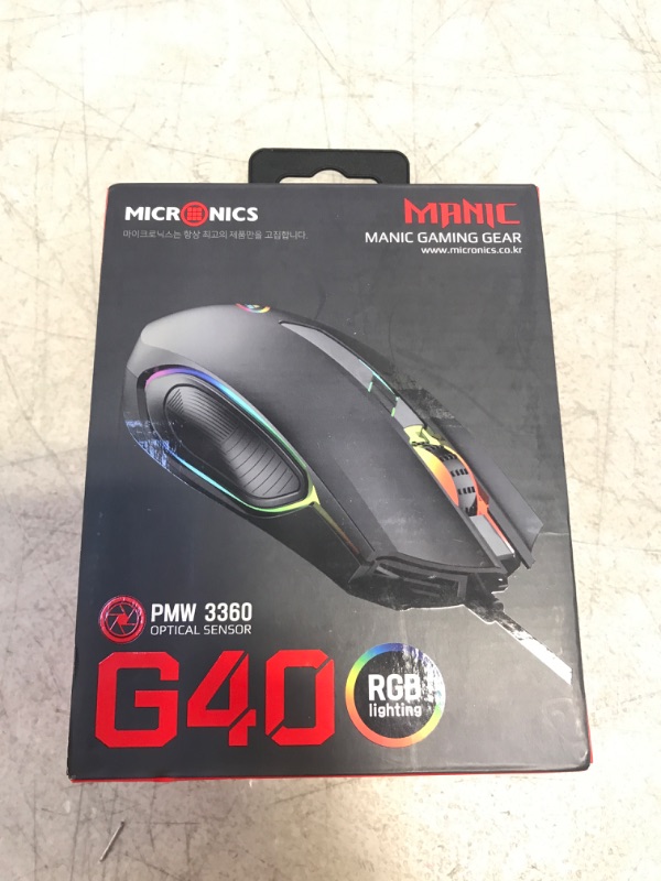 Photo 2 of MANIC G40 Gaming Mouse USB Wired RGB Gaming Mice - PMW 3360 Optical Sensor, 12K DPI Control Optical Control, Huano Switches, 6 Programmable Buttons for PC Windows 7810XPVista Linux [Black]
