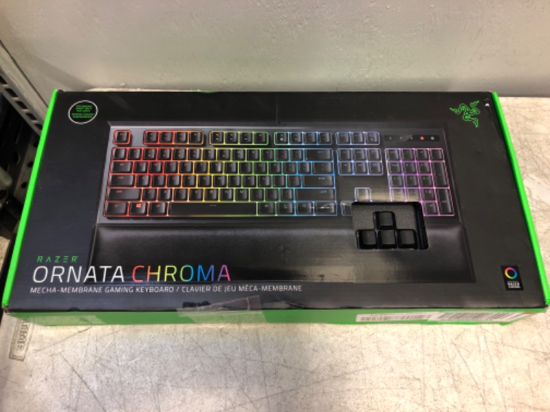 Photo 2 of Razer Ornata Chroma Gaming Keyboard: Hybrid Mechanical Key Switches - Customizable Chroma RGB Lighting - Individually Backlit Keys - Detachable Plush Wrist Rest - Programmable Macro Functionality
