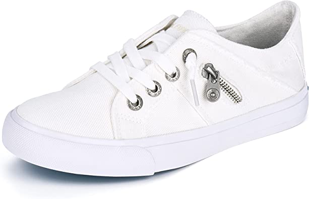 Photo 1 of JENN ARDOR Women Sneakers Low Top Slip On Fashion Shoes Lace up Canvas Flats Walking Running Shoes. SIZE 10 
