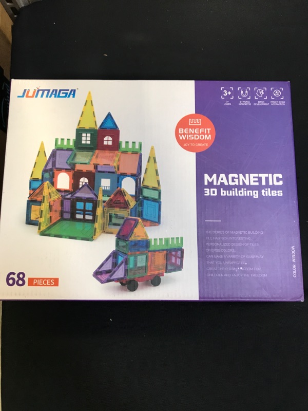 Photo 2 of JUMAGA Magnetic Tiles 68pcs Building Blocks Set Magnets for KidsLearning Construction STEM Educational Toys Birthday Gifts,Toddlers Ages 4-8
