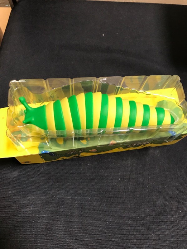 Photo 3 of 3D Printed Articulated Slug Toy, Flexible Fidget Toy, Fidget Slug for Relaxing, Friendly Slug Fidget Toy, 7.5 Inch Hand Sensory Toy & Easter Basket Toy (Yellow-Green)
