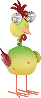 Photo 1 of Chicken Garden Decor - Solar Figurine Lights Outdoor Waterproof Decoration with 12.6" Metal Yard Art, Yellow-Green Chicken Statue Light for Pathway Patio Backyard Lawn Animal Ornaments (1 Pack)
