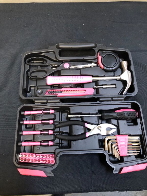 Photo 2 of 40-Piece All Purpose Household Pink Tool Kit for Girls, Ladies and Women - Includes All Essential Tools for Home, Garage, Office and College Dormitory Use
