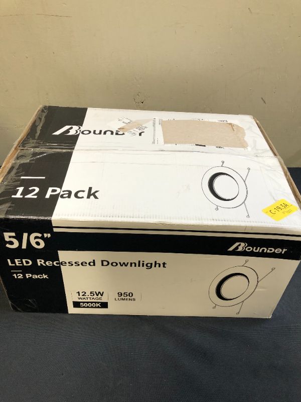 Photo 3 of BBOUNDER 12 Pack 5/6 Inch LED Recessed Downlight, Baffle Trim, Dimmable, 12.5W=100W, 5000K Daylight, 950 LM, Damp Rated, Simple Retrofit Installation - UL No Flicker
