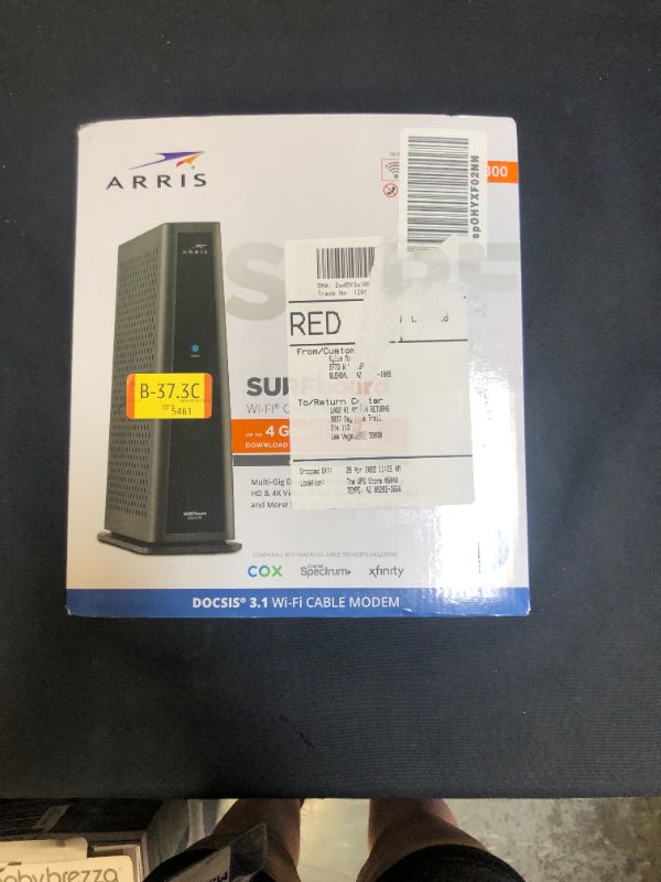 Photo 2 of ARRIS SURFboard SBG8300 DOCSIS 3.1 Gigabit Cable Modem & AC2350 Wi-Fi Router | Xfinity, Cox, Spectrum & more | Four 1 Gbps Ports | 1 Gbps Max Internet Speeds | 4 OFDM Channels 
