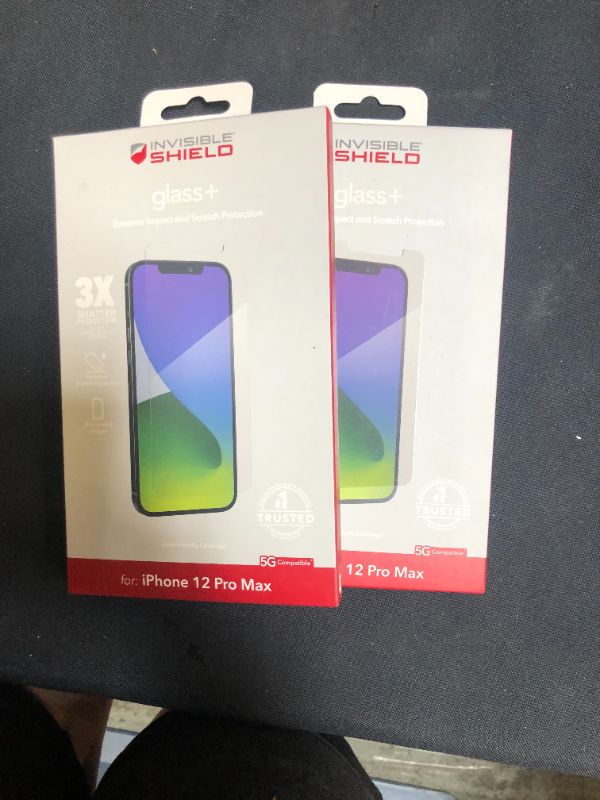Photo 2 of ZAGG InvisibleShield Glass+ Screen Protector – High-Definition Tempered Glass Made for iPhone 12 Pro Max – Impact & Scratch Protection, Clear, 200106693
2 pack