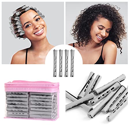 Photo 1 of 80 Pieces Hair Perm Rods Short Cold Wave Rods Plastic Perming Rods Hair Curling Rollers with Tail Comb & HairClips for Hairdressing Styling(Grey)
