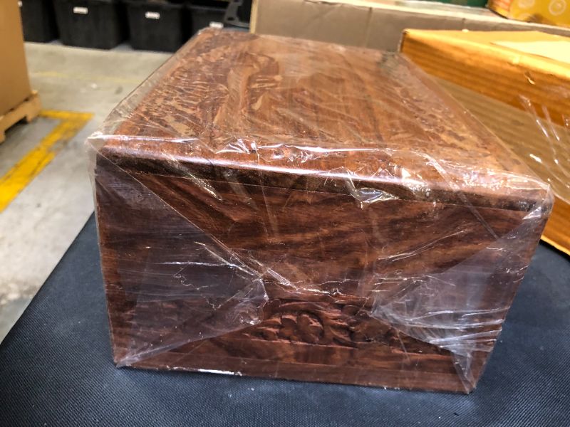 Photo 4 of Hind Handicrafts Handmade and Handcrafted Rosewood Borders Engraving Wooden Cremation Box/Urns for Human Ashes Adult