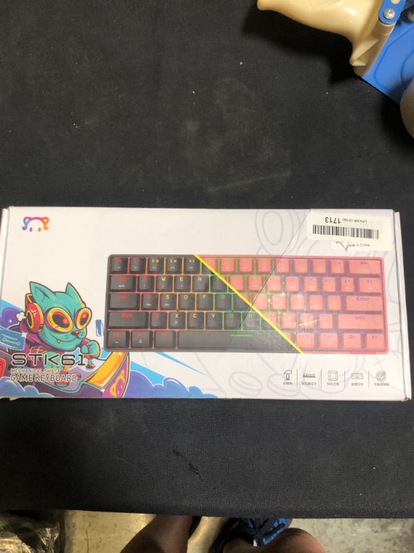 Photo 1 of HYSSP Wireless Mechanical Gaming Keyboard, 61-Keys Compact GK61 Bluetooth Keyboard with Backlit PBT Keycaps, Type-c Cable, NKRO for PC/Mac Gamer (Brown Switch, Black Dragon)