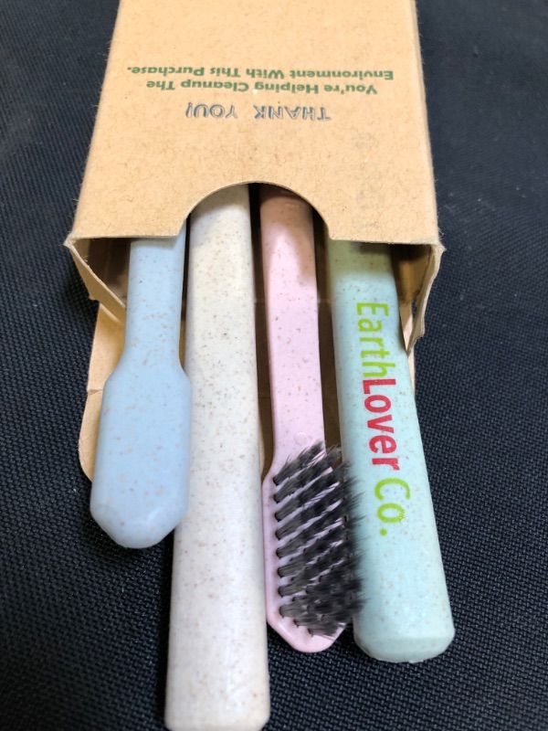 Photo 1 of Earth Lover Co. Wheat Straw Toothbrushes Eco Environmentally Friendly Biodegradable With Activated Charcoal Whitening Bristles