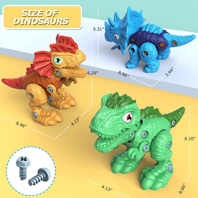 Photo 1 of Yoocaa Stem Dinosaur Toys for Kids 3-5 5-7, Dinosaur Take Apart Toys with Electric Drill, Learning Construction Building Boys Toys, Birthday Gift for 3 4 5 6 7 Year Old Children