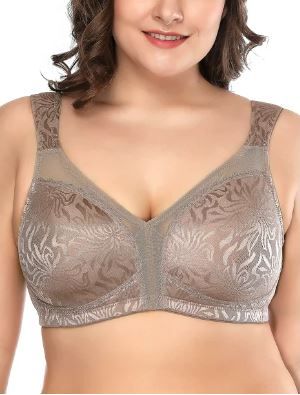 Photo 1 of Deyllo Women's Non Padded Wireless Plus Size Full Coverage Minimizer Bra, Toffee 46C
