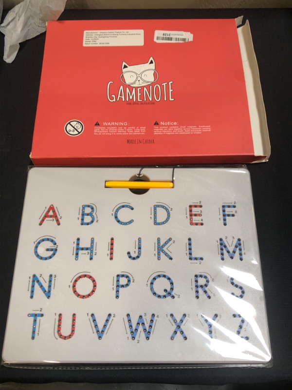 Photo 2 of Gamenote Double Sided Magnetic Letter Board - 2 in 1 Alphabet Magnets Tracing Board for Toddlers ABC Letters Uppercase & Lowercase Practicing
