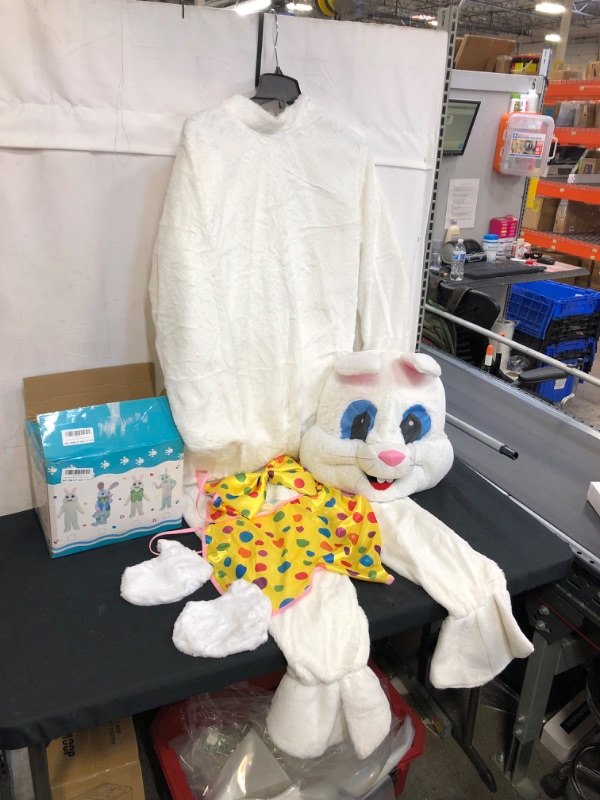 Photo 2 of Halloween Party Yellow Vest Adult Easter Bunny Costume Plush Rabbit Bunny Costume, As the Picture, 5'3''-6'1''