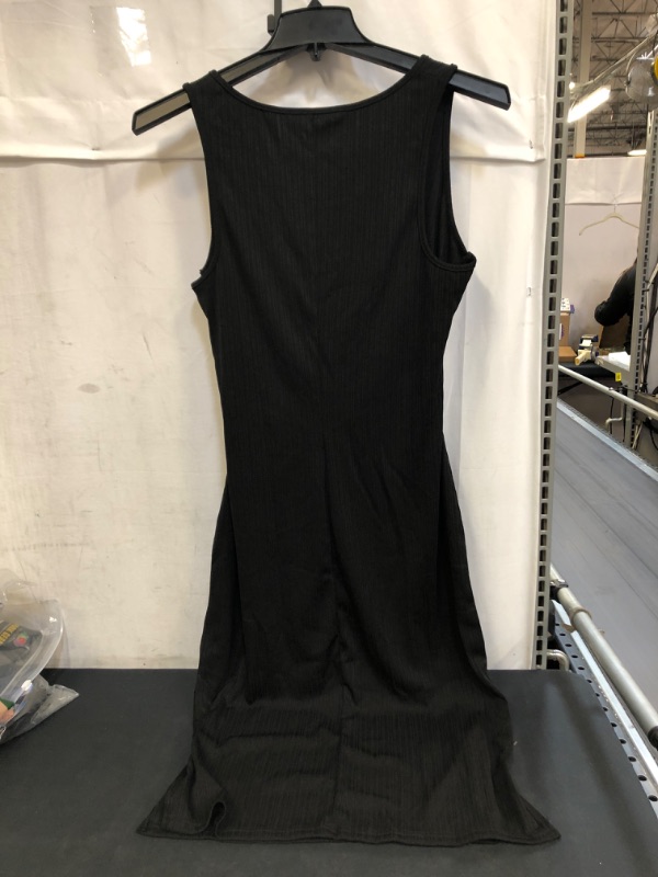 Photo 2 of BLACK OPEN FRONT, STRETCH FABRIC MID LENGTH DRESS WITH SLITS ON SIDE, SIZE XL 